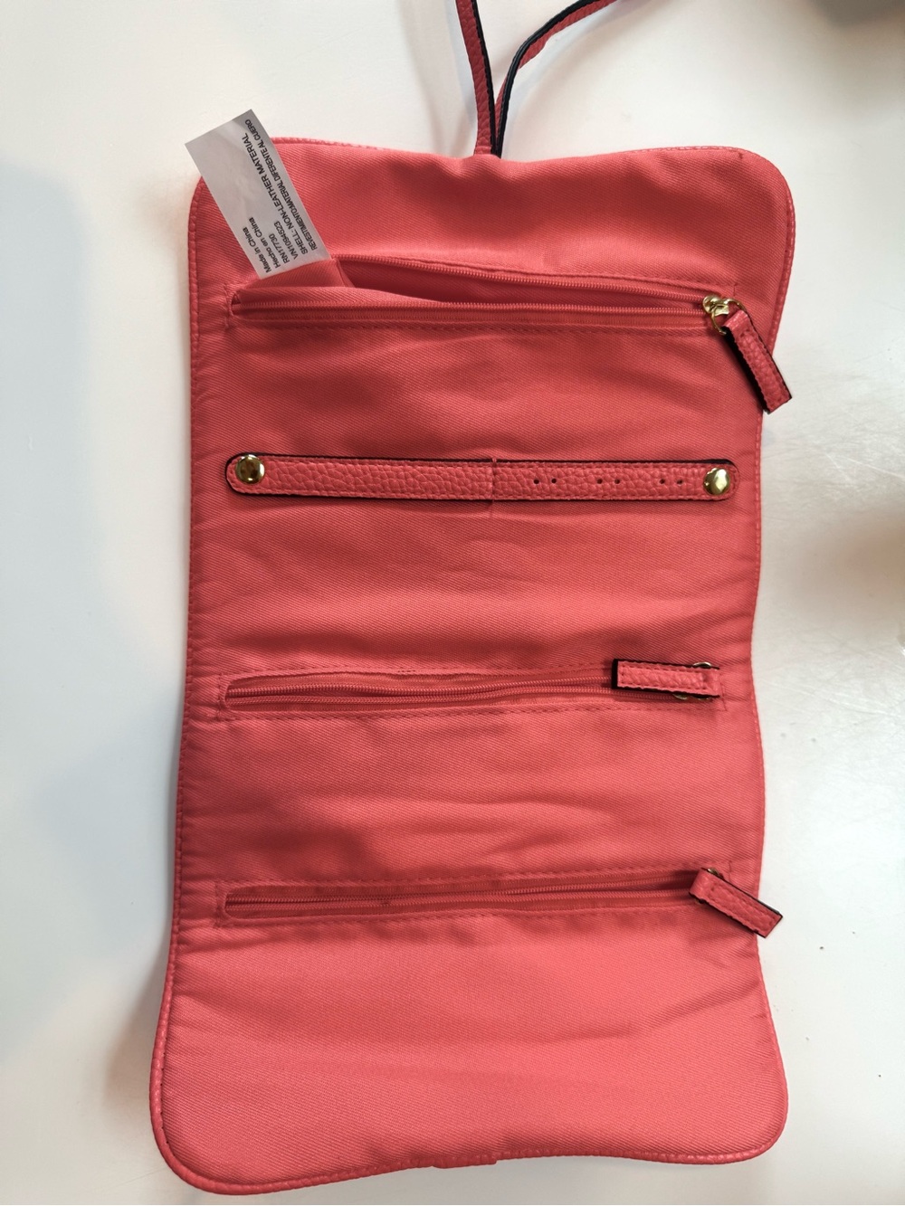 Vegan Leather Coral travel makeup pouch
